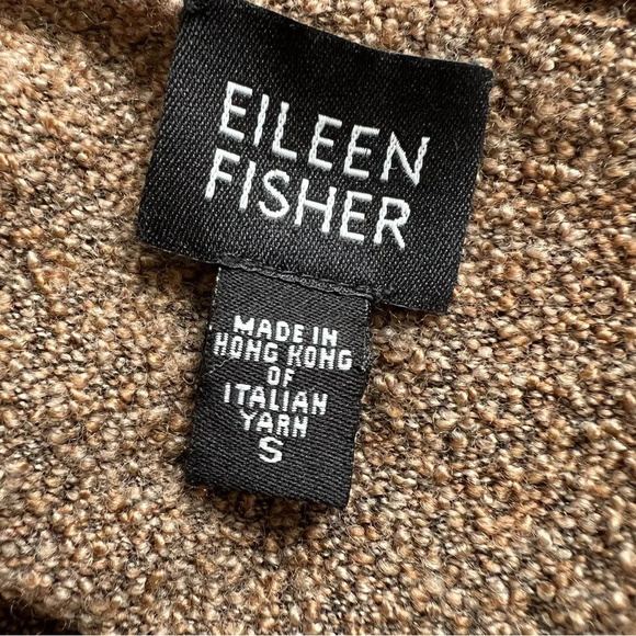 Eileen Fisher Tan Italian Wool Blend Open Front Cardigan Sweater 26161 - Picture 8 of 9